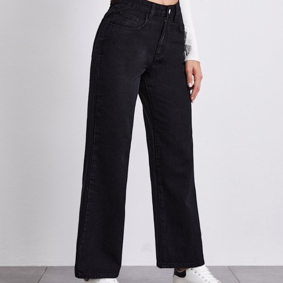 Shein Stone Wash Middle-Waisted Straight Jeans - Picture 2 of 3